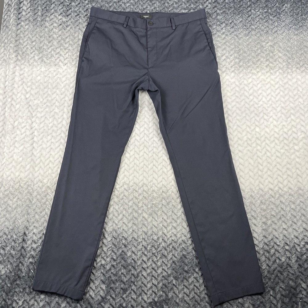 Theory Zaine SW Precision Pants Mens 34x31" Blue Slim Stretch Chino Performance - Picture 2 of 13